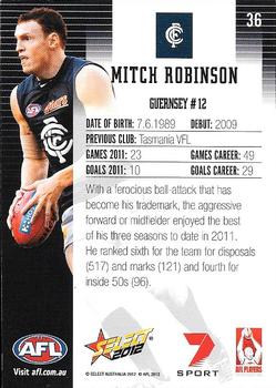 2012 Select AFL Champions #36 Mitch Robinson Back